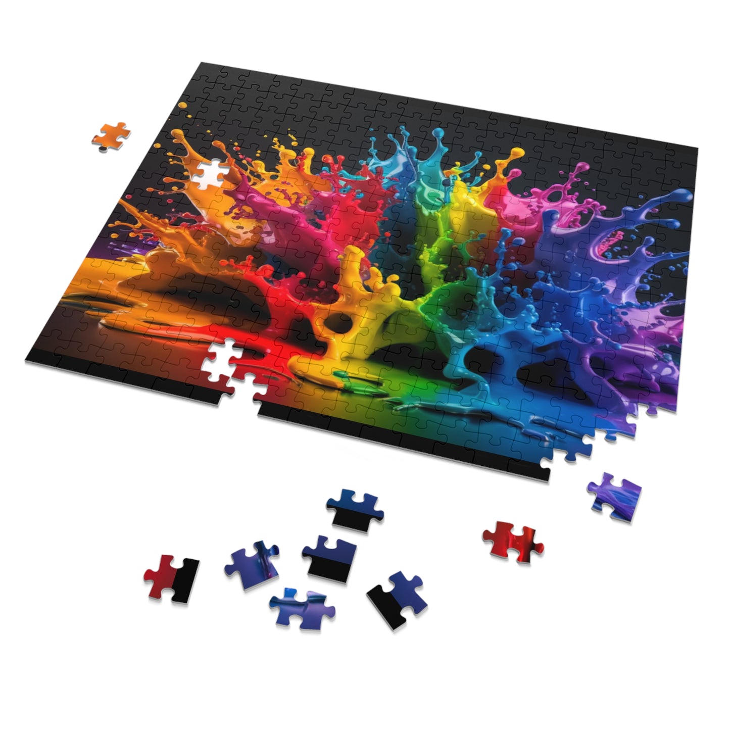Vibrant Splash Jigsaw Puzzle with Tin - Colorful Pieces for Family Fun