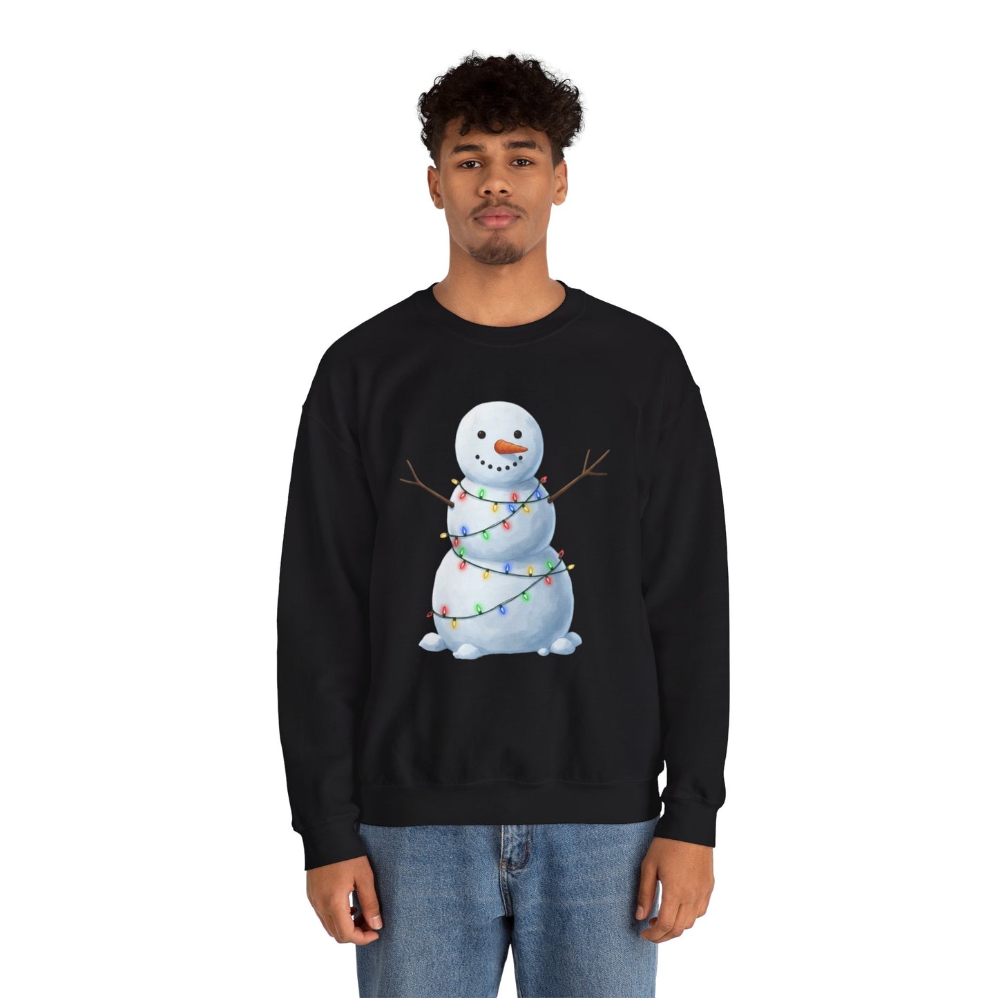Cute Snowman Christmas Sweatshirt, Holiday Snowman Lights Sweater, Winter Snowman Crewneck, Cozy Christmas Gift, Festive Holiday Shirt