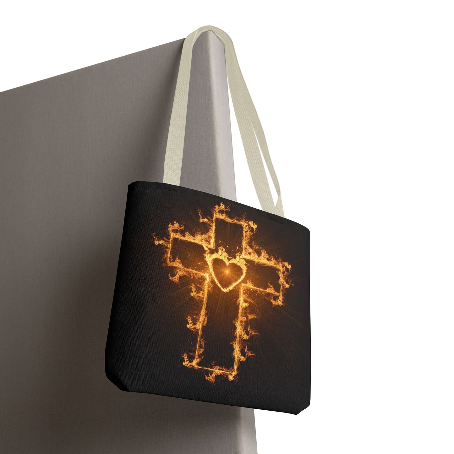 Stylish Flame Cross Tote Bag - Faith-Inspired Fashion