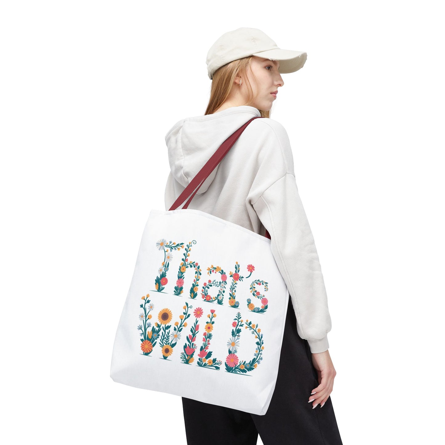 That’s Wild Floral Tote Bag – Cute Boho Canvas Bag With Colorful Flower Lettering, Eco Reusable Shopping Tote, Nature Lover Gift For Everyday Style
