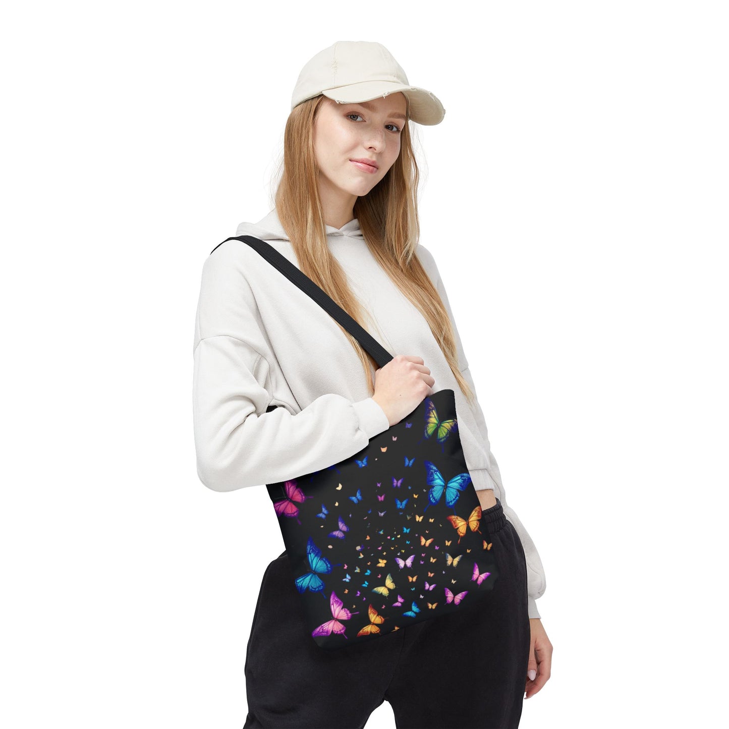 Butterfly Swarm Tote Bag – Colorful Rainbow Butterfly Tote, Aesthetic Canvas Bag, Nature-Inspired Gift, Magical Reusable Eco Purse