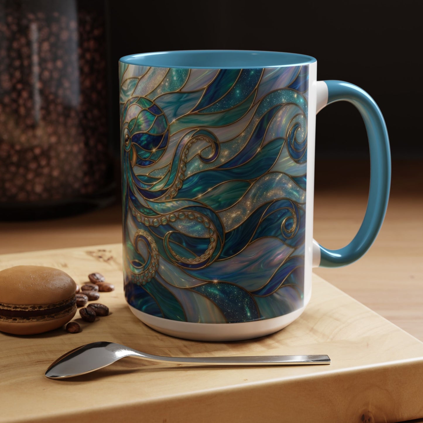 Stained Glass Octopus Mug, Octopus Coffee Mug, Ocean Art Mug, Nautical Decor Cup, Sea Creature Mug, Octopus Lover Gift