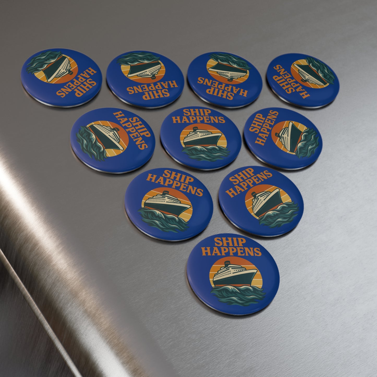 Nautical Round Button Magnet - 'Ship Happens' - Perfect for Beach Lovers & Gifts Cruise Magnet Cruise Decor Kitchen Decor