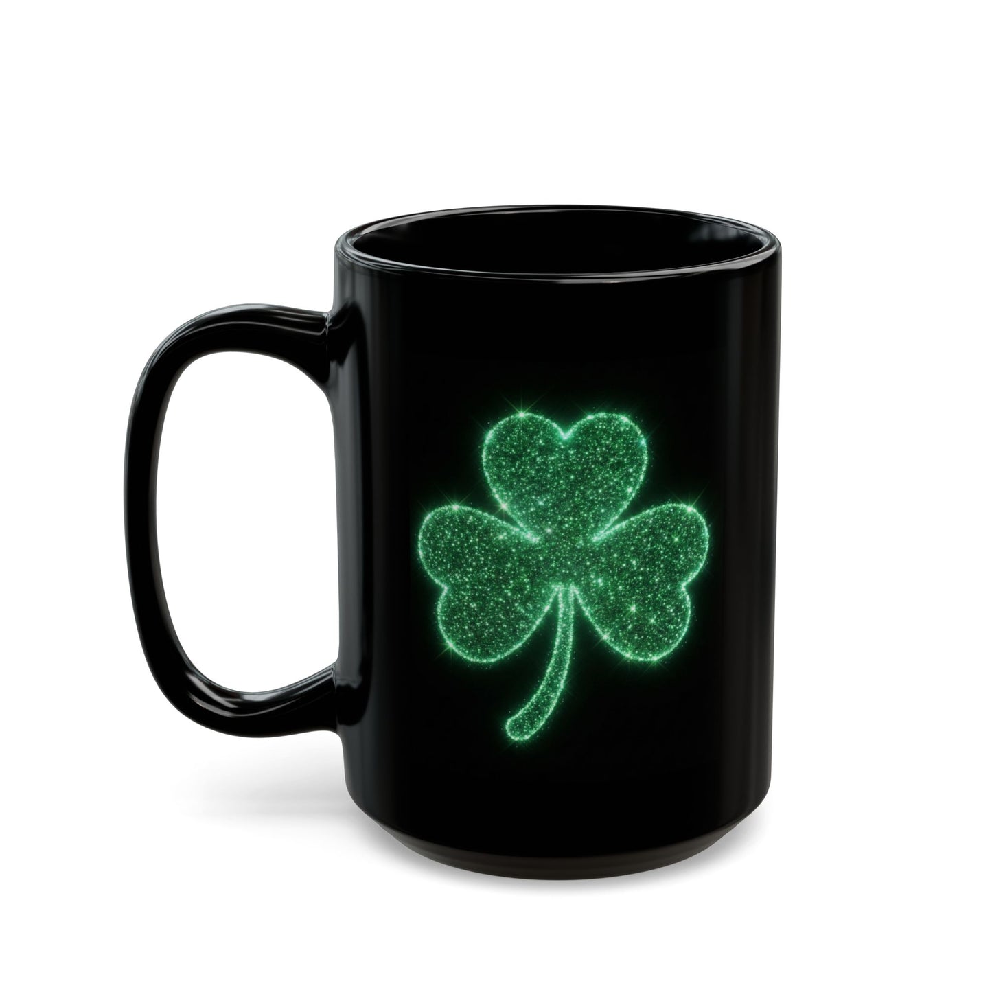 Glowing Shamrock Mug, St Patricks Day Gift, Lucky Green Clover Coffee Cup, Emerald Glitter Aesthetic, Irish Pride Mug, Magic Luck Tea Cup