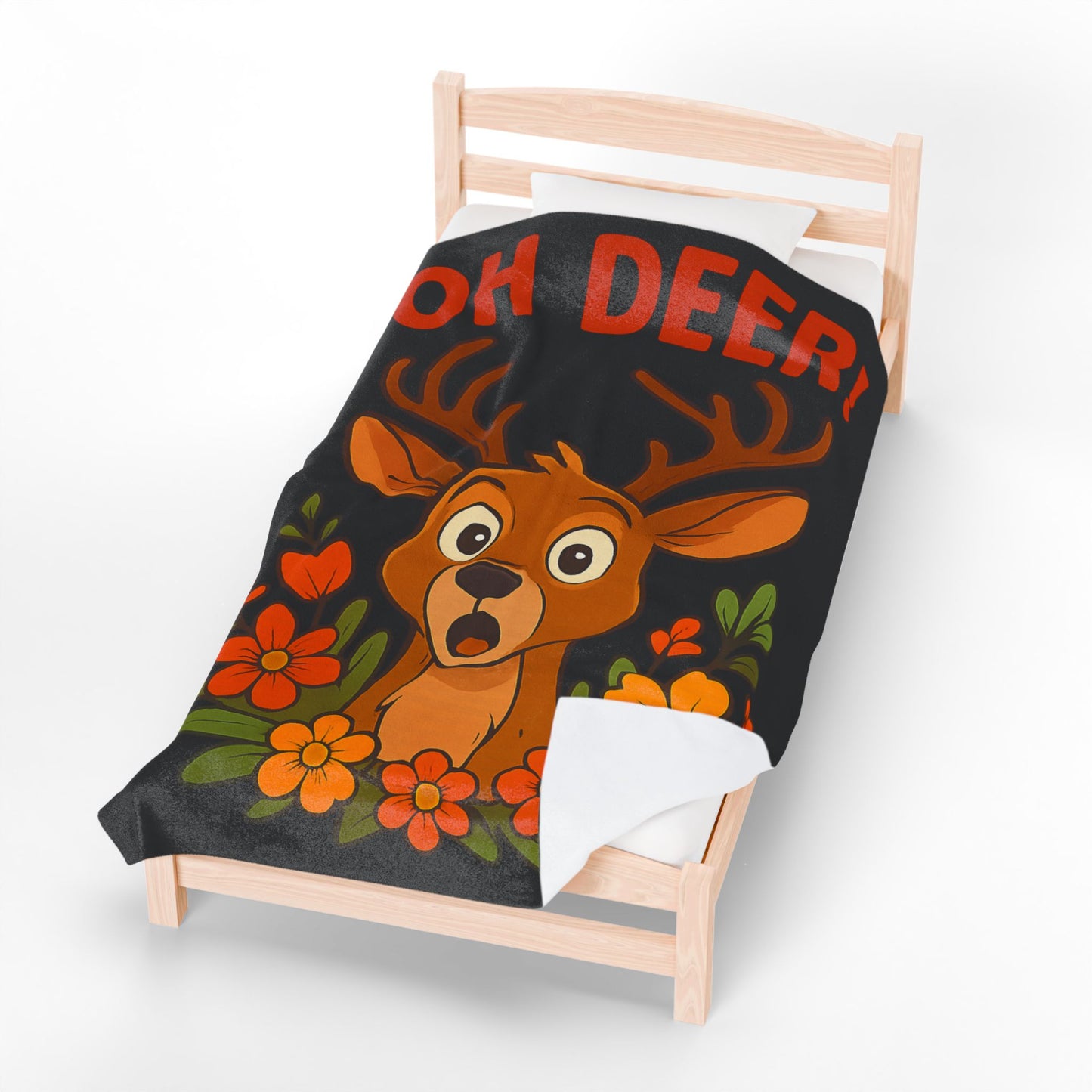 Plush Blanket - Startled Deer Oh Deer Design Wildlife Decor Deer Throw Animal Decor