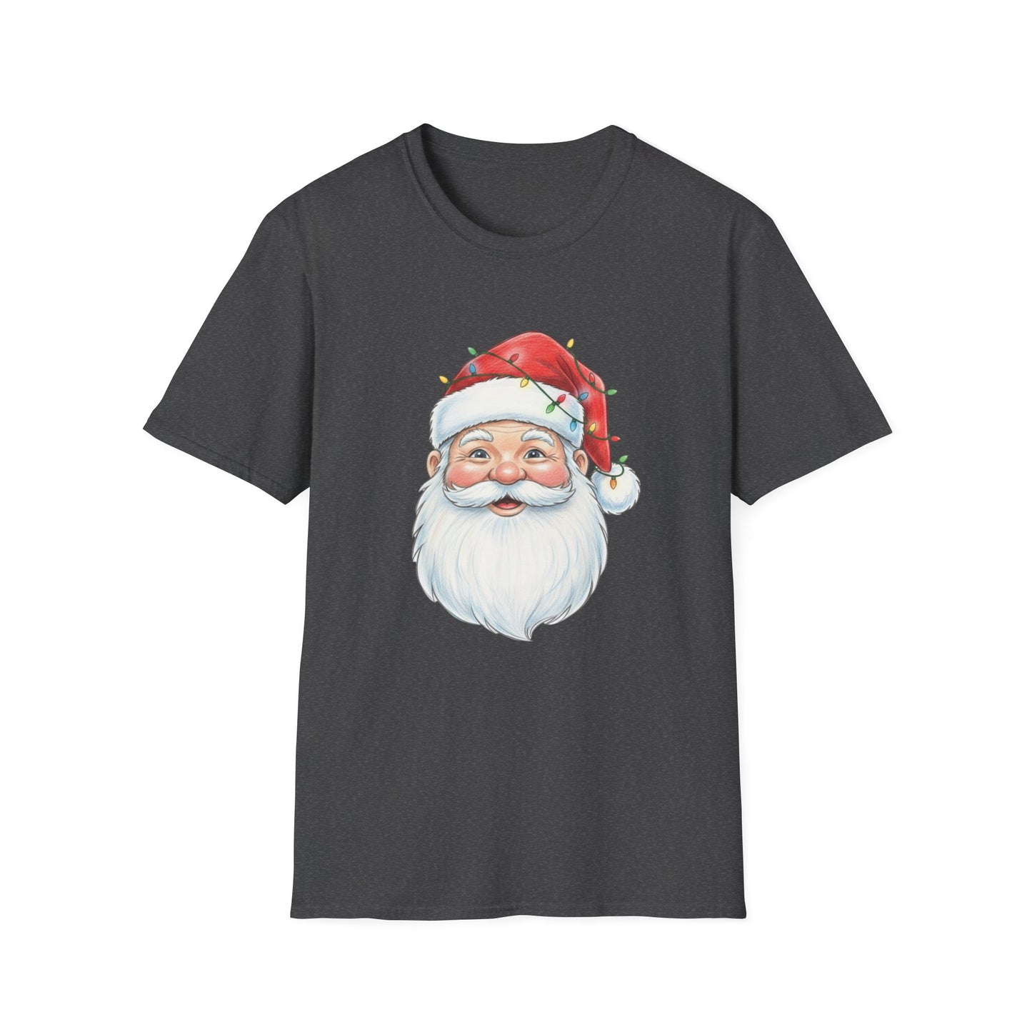 Santa Face Christmas Shirt, Vintage Santa T-Shirt, Santa With Christmas Lights Tee, Cute Christmas Graphic Tee, Holiday Santa Claus Shirt