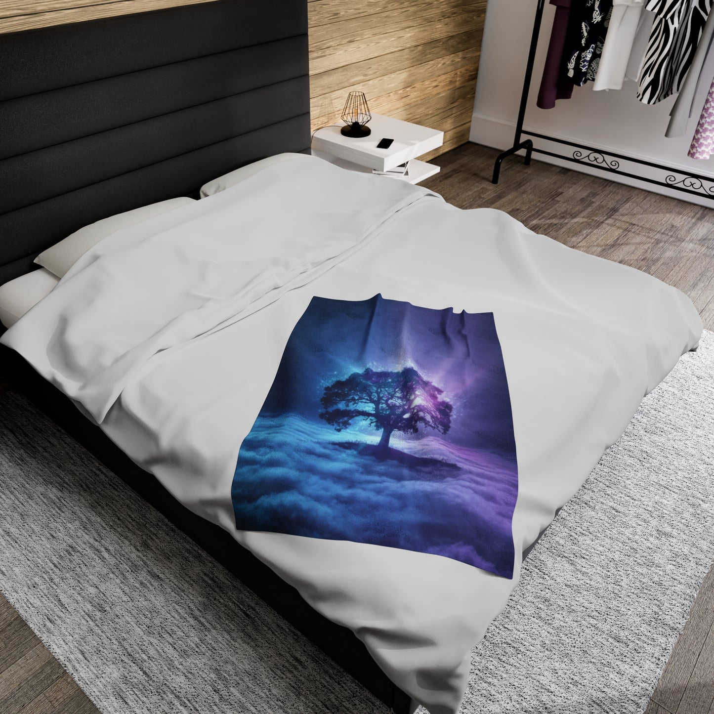 Plush Blanket Dreamy Tree in the Clouds Design