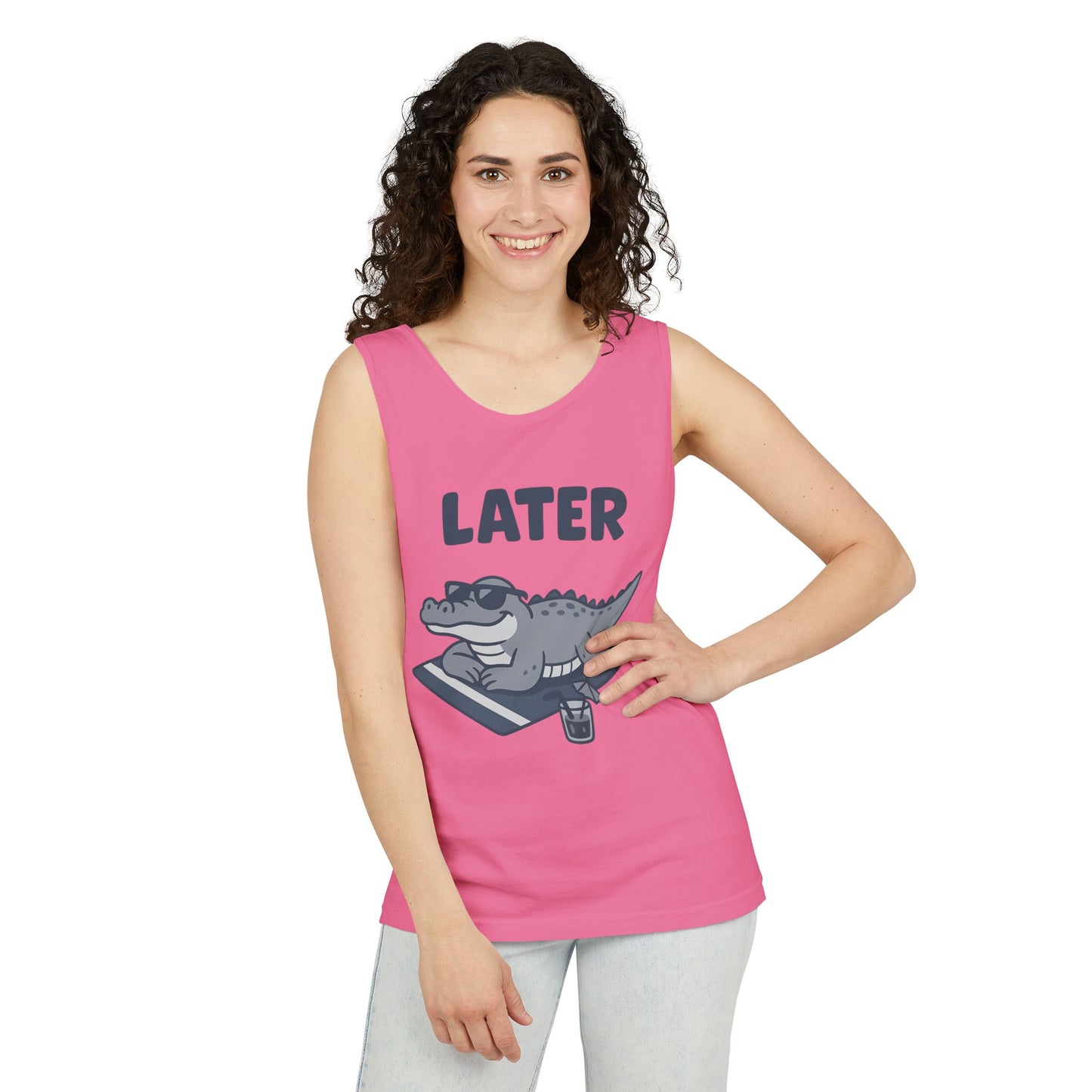 Funny Crocodile Tank Top - ‘Later Gator’ Cute Graphic Croc Tee, Summer Vest, Beach Gift, Sarcastic Animal Humor, Festival and Everyday Wear