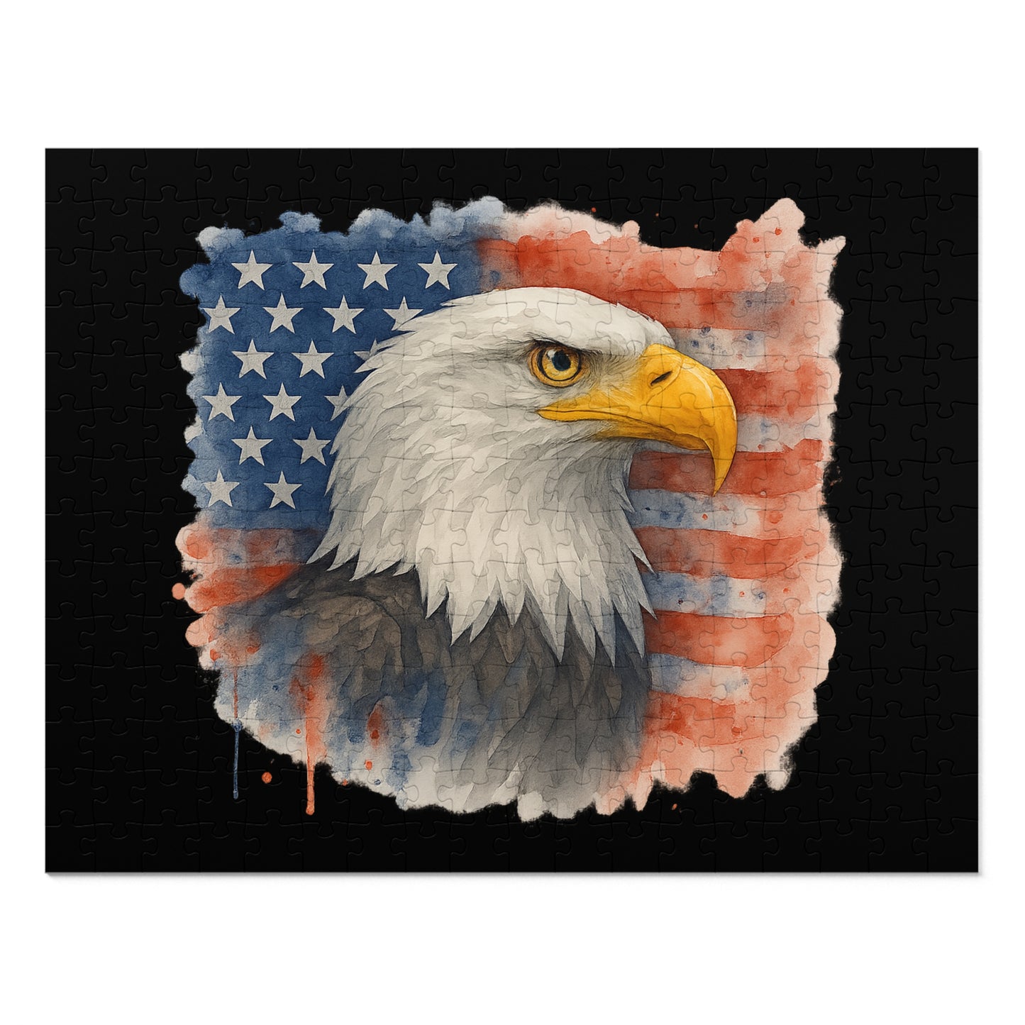Eagle American Flag Jigsaw Puzzle with Tin Memorial Day Puzzle 4th of July Game Veteran's Day Jigsaw
