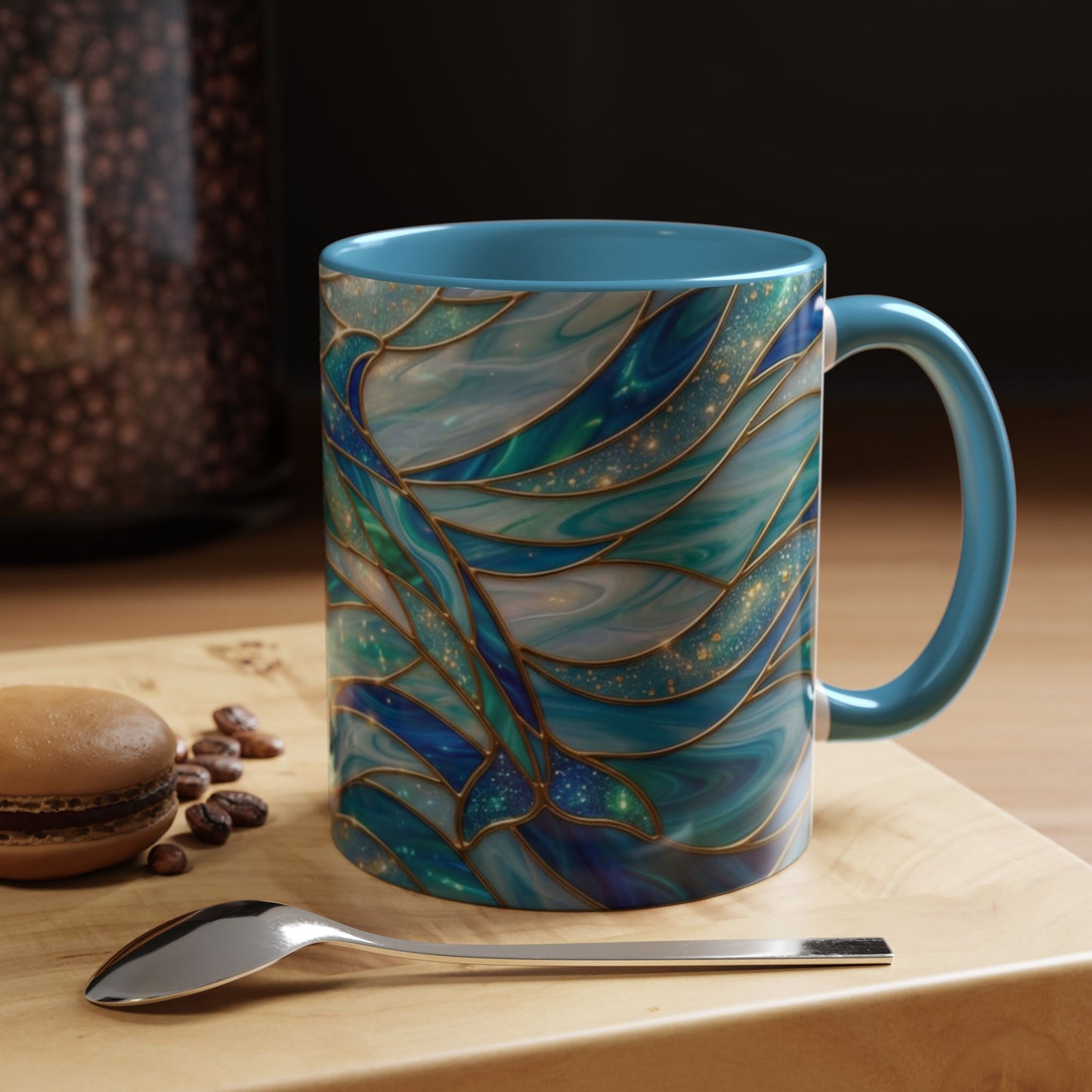 Stained Glass Dolphin Mug, Dolphin Coffee Cup, Ocean Art Mug, Sea Life Gift, Nautical Decor Mug, Coastal Dolphin Lover Gift