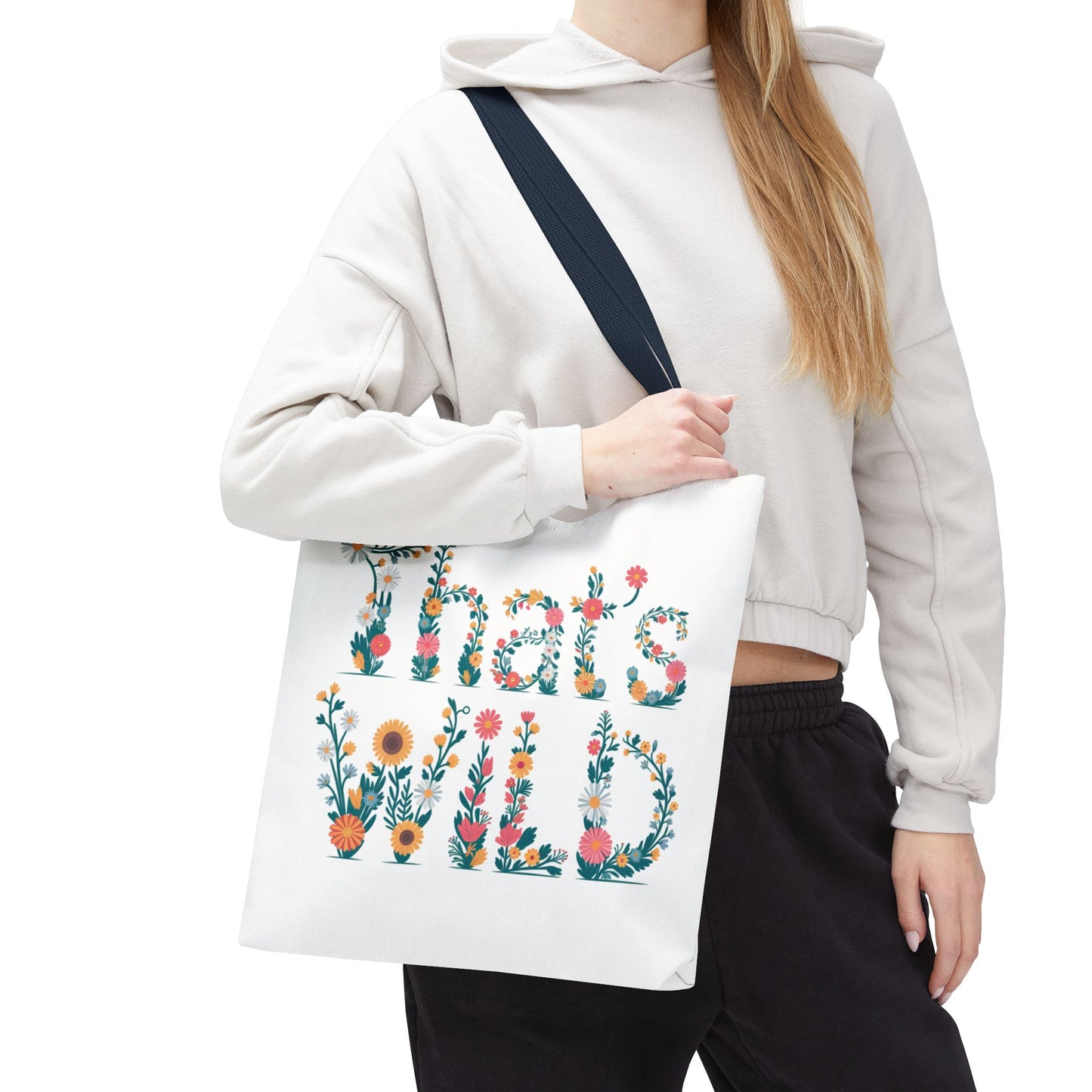 That’s Wild Floral Tote Bag – Cute Boho Canvas Bag With Colorful Flower Lettering, Eco Reusable Shopping Tote, Nature Lover Gift For Everyday Style