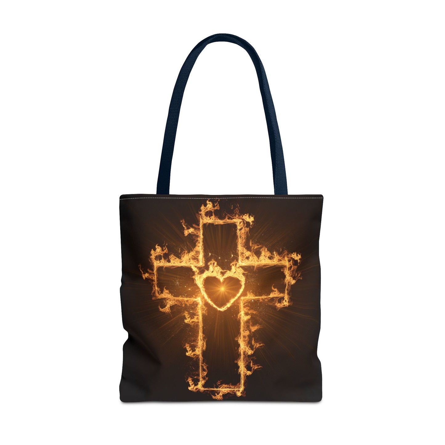Stylish Flame Cross Tote Bag - Faith-Inspired Fashion