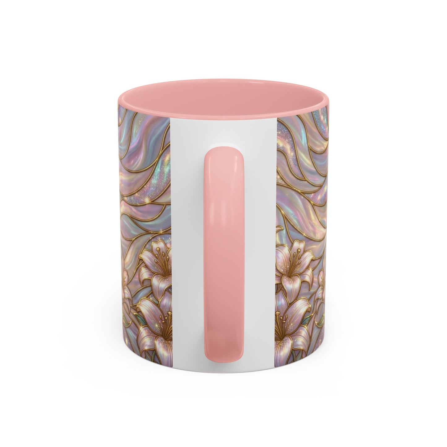 Stained Glass Cross Mug, Easter Lily Coffee Cup, Christian Gift for Women, Pastel Religious Drinkware, Dove and Faith Cup, Spiritual