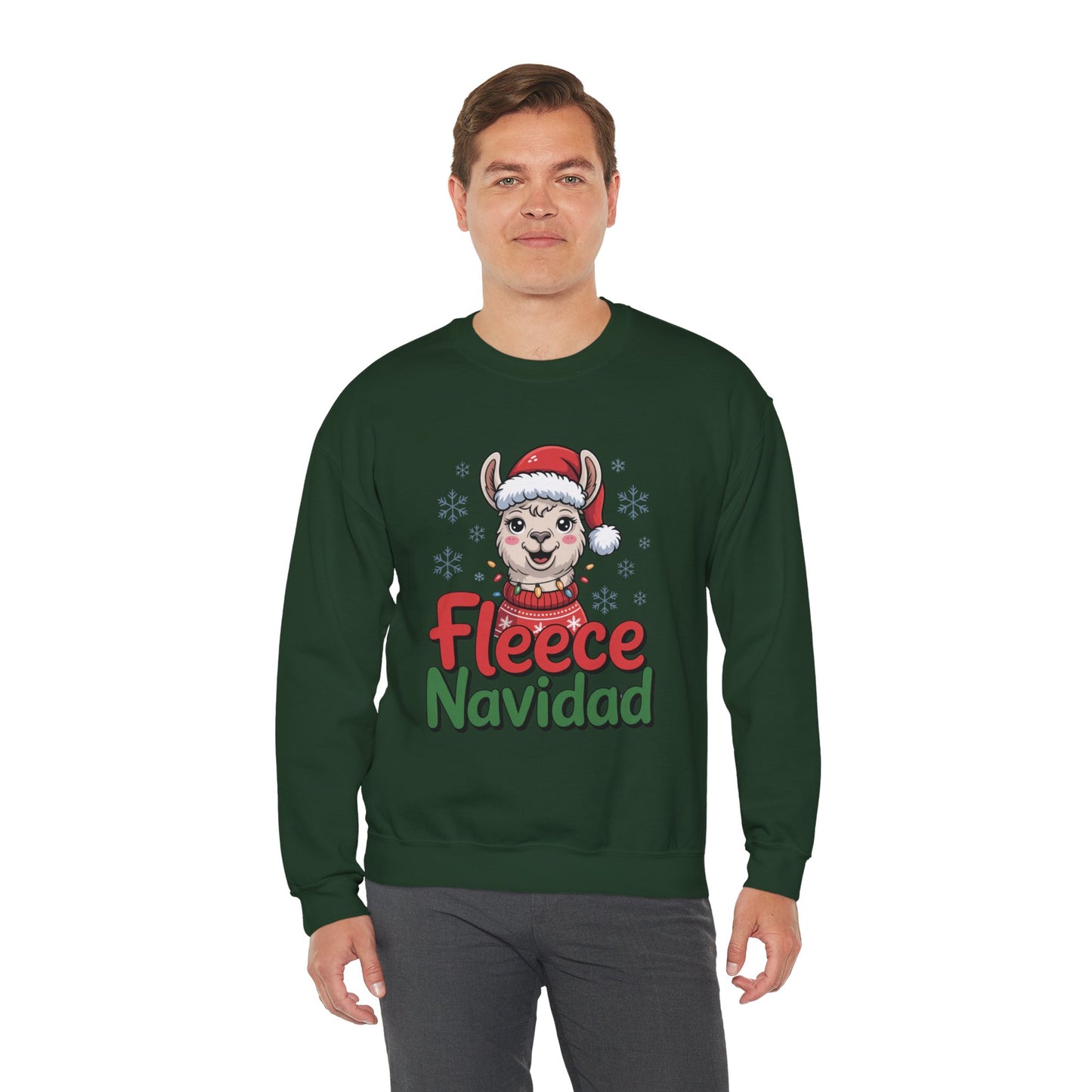 Fleece Navidad Christmas Sweatshirt, Funny Llama Holiday Sweater, Cozy Unisex Crewneck, Cute Christmas Pun Gift For Friends And Family