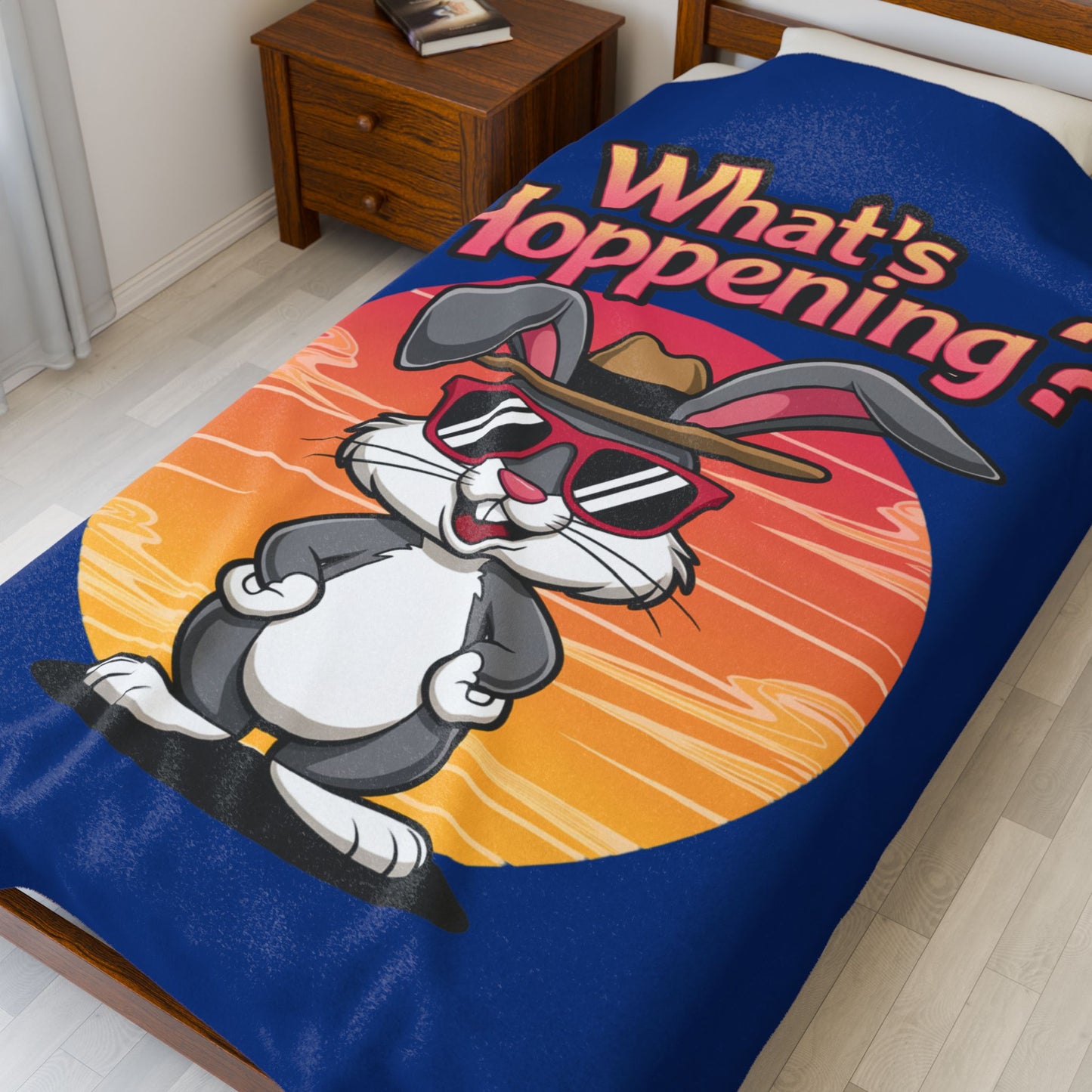 Plush Blanket - What's Hoppening Bunny Design