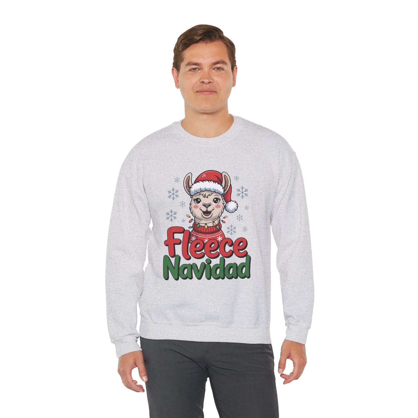 Fleece Navidad Christmas Sweatshirt, Funny Llama Holiday Sweater, Cozy Unisex Crewneck, Cute Christmas Pun Gift For Friends And Family