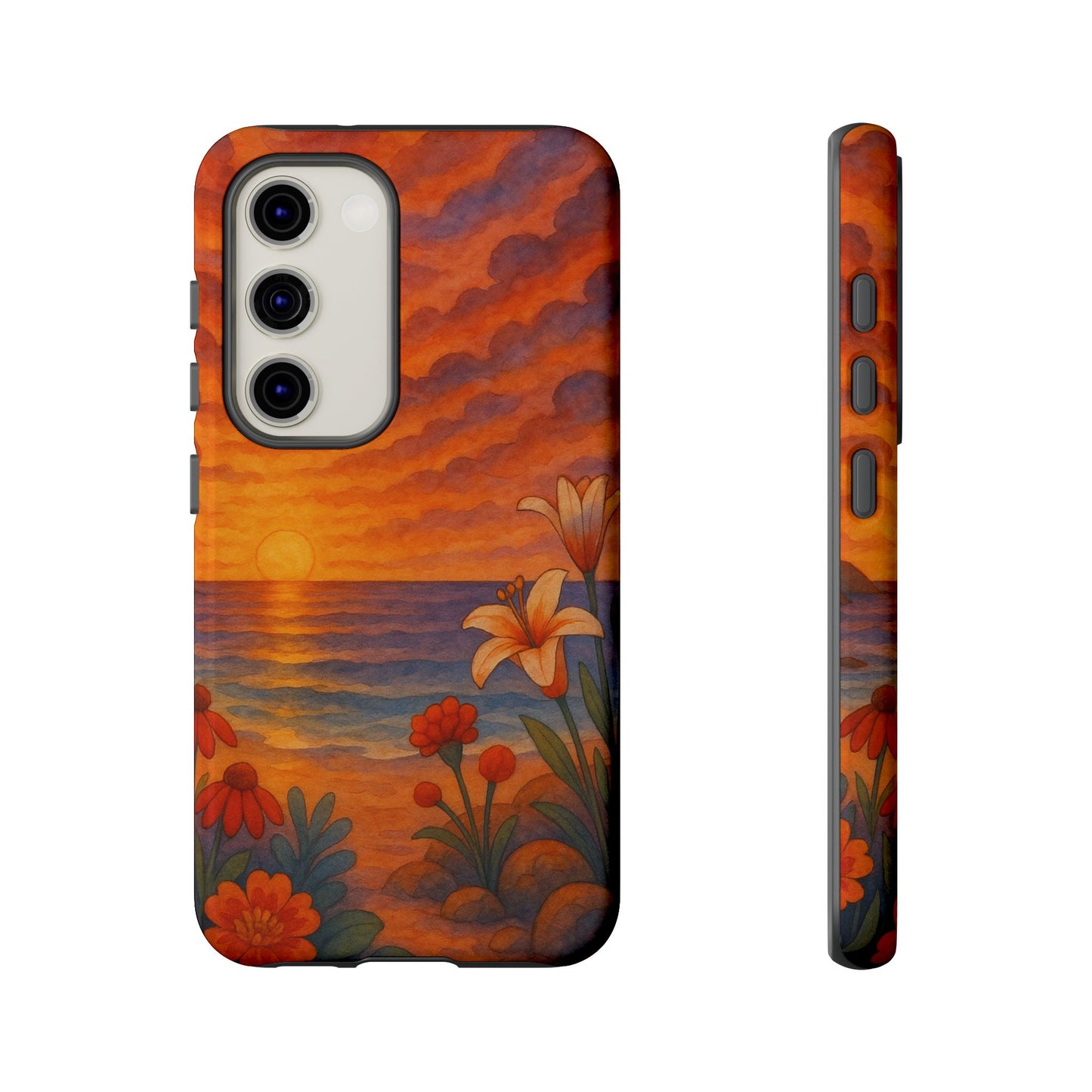 Samsung Case - Floral Ocean Sunset Watercolor Nautical Phone Case Beach Samsung Case Ocean Sunset Theme