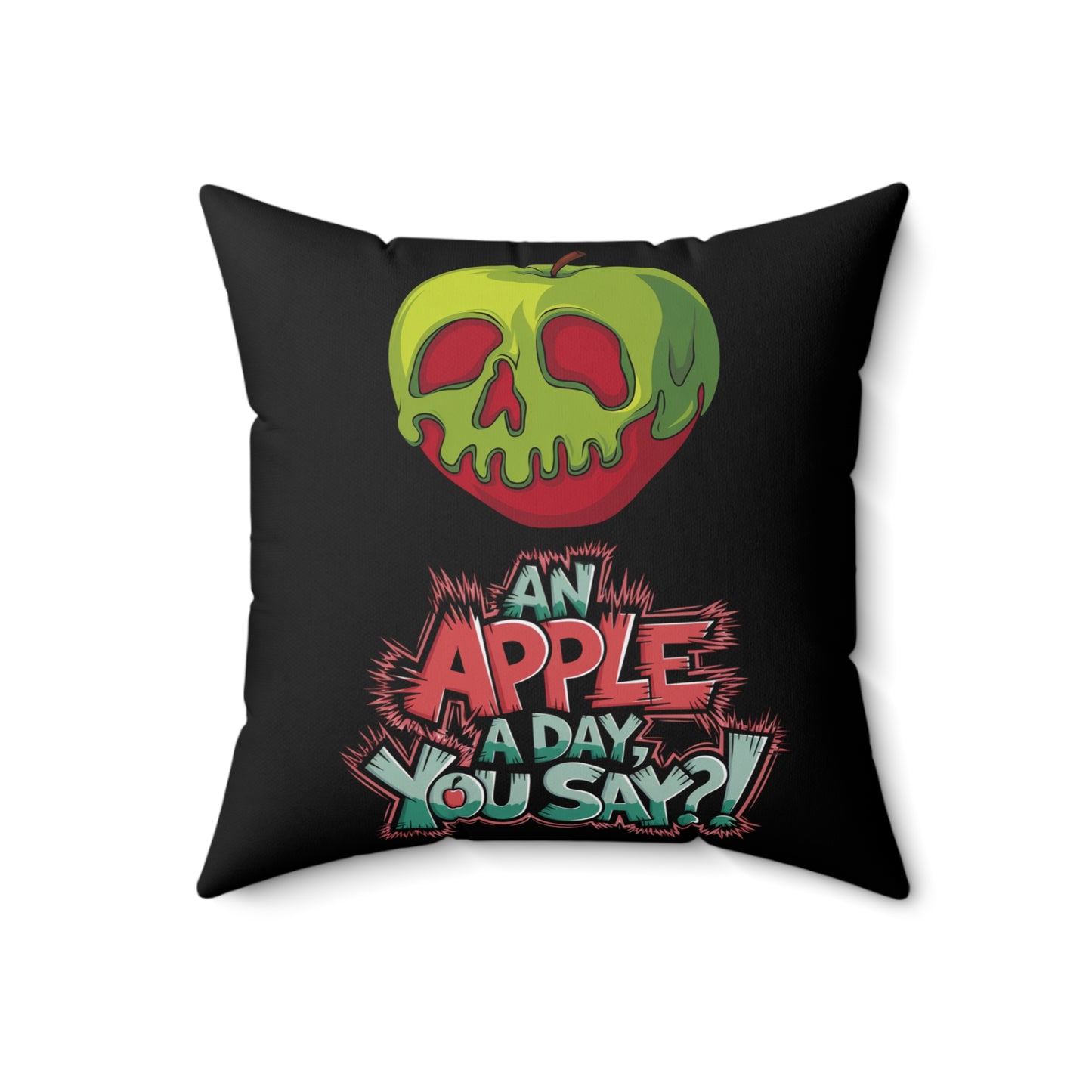 Square Pillow - Poison Apple Design - 'An Apple a Day You Say'