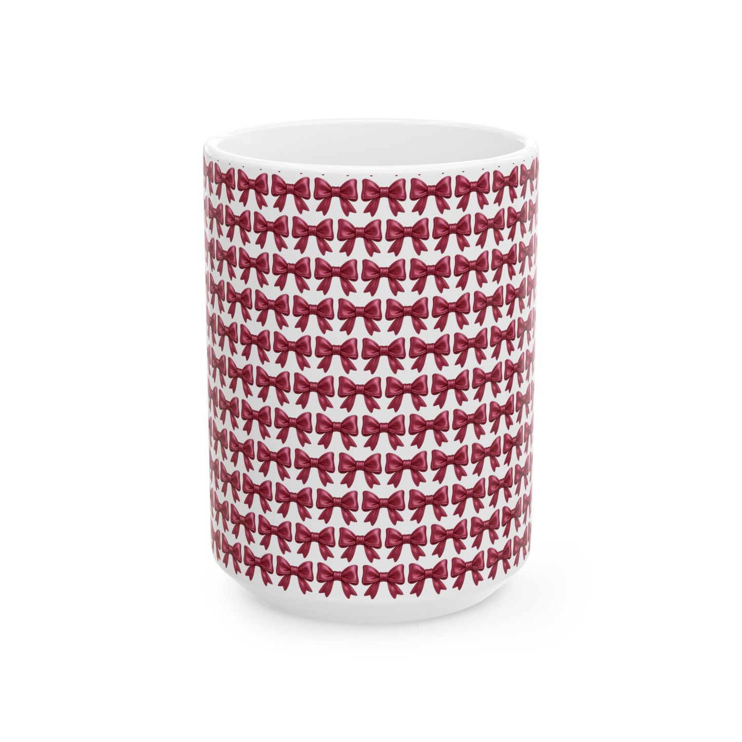 Coquette Bow Coffee Mug • Pink Ribbon Bow Pattern Cup • Girly Aesthetic Drinkware • Cute Coquette Kitchen Decor Gift • 11oz 15oz Mug