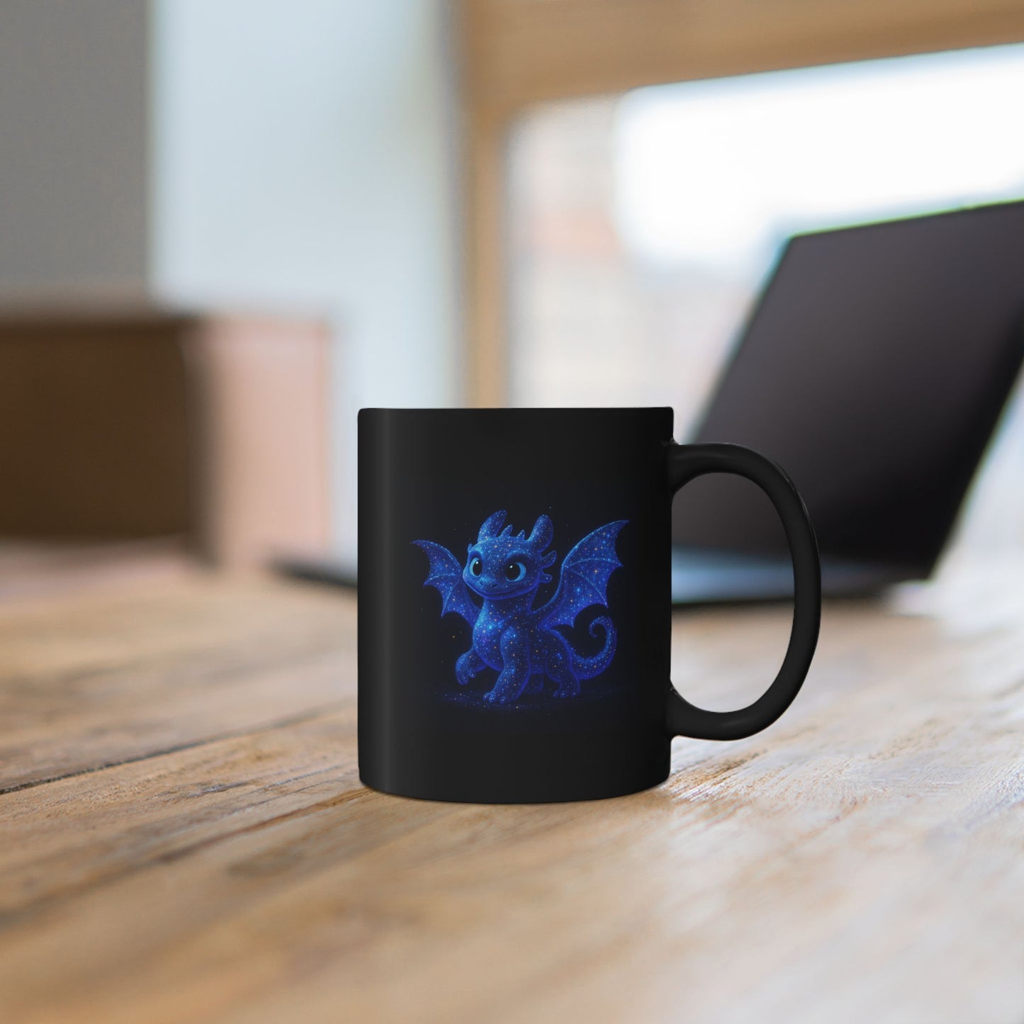 Cute Dragon Coffee Mug, Baby Dragon Mug, Galaxy Dragon Art Mug, Fantasy Coffee Cup, Kawaii Dragon Gift, 11oz 15oz Black Mug
