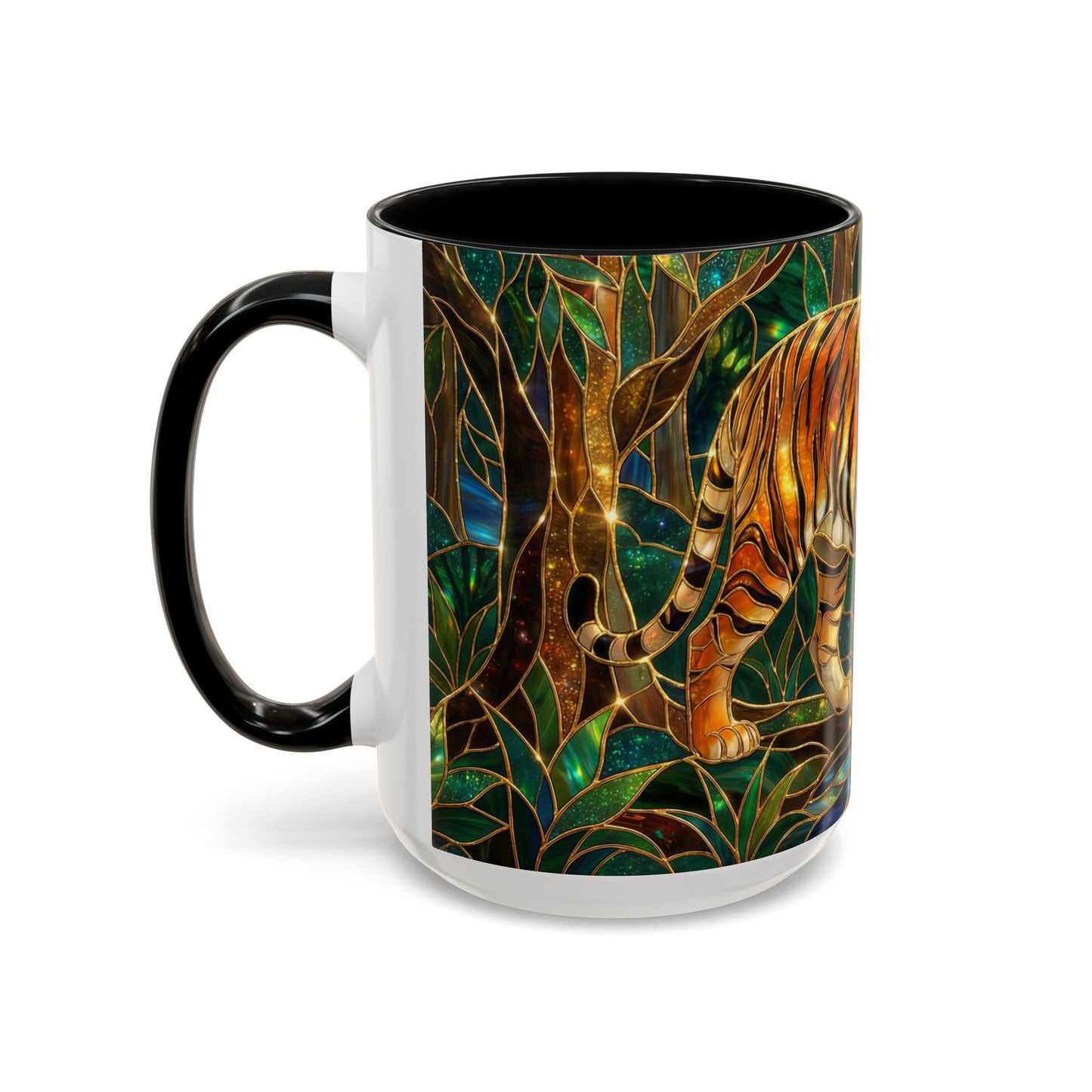 Stained Glass Tiger Mug, Tiger Coffee Cup, Wildlife Art Mug, Jungle Tiger Gift, Animal Lover Mug, Nature Inspired Coffee Cup