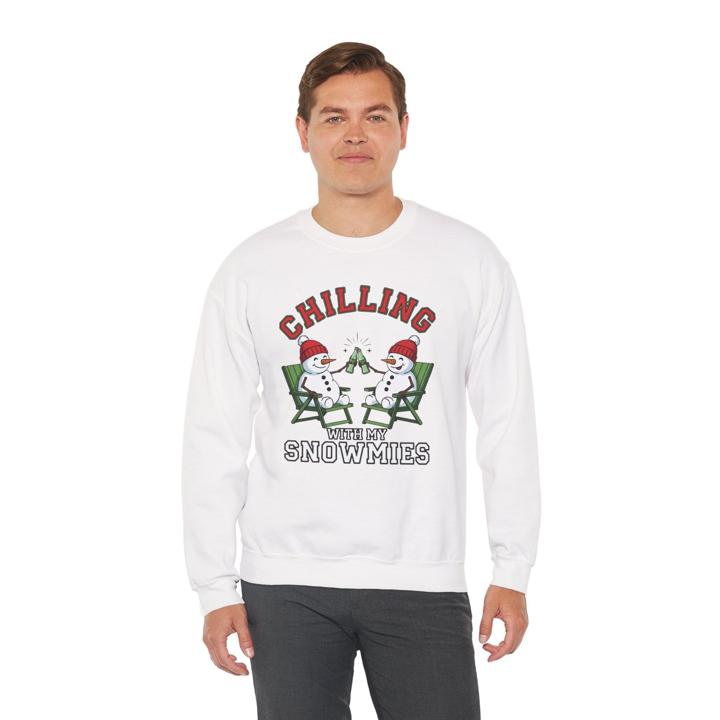 Chilling With My Snowmies Sweatshirt - Funny Christmas Snowman Sweater, Holiday Party Shirt, Cute Winter Gift, Matching Friends Xmas Top