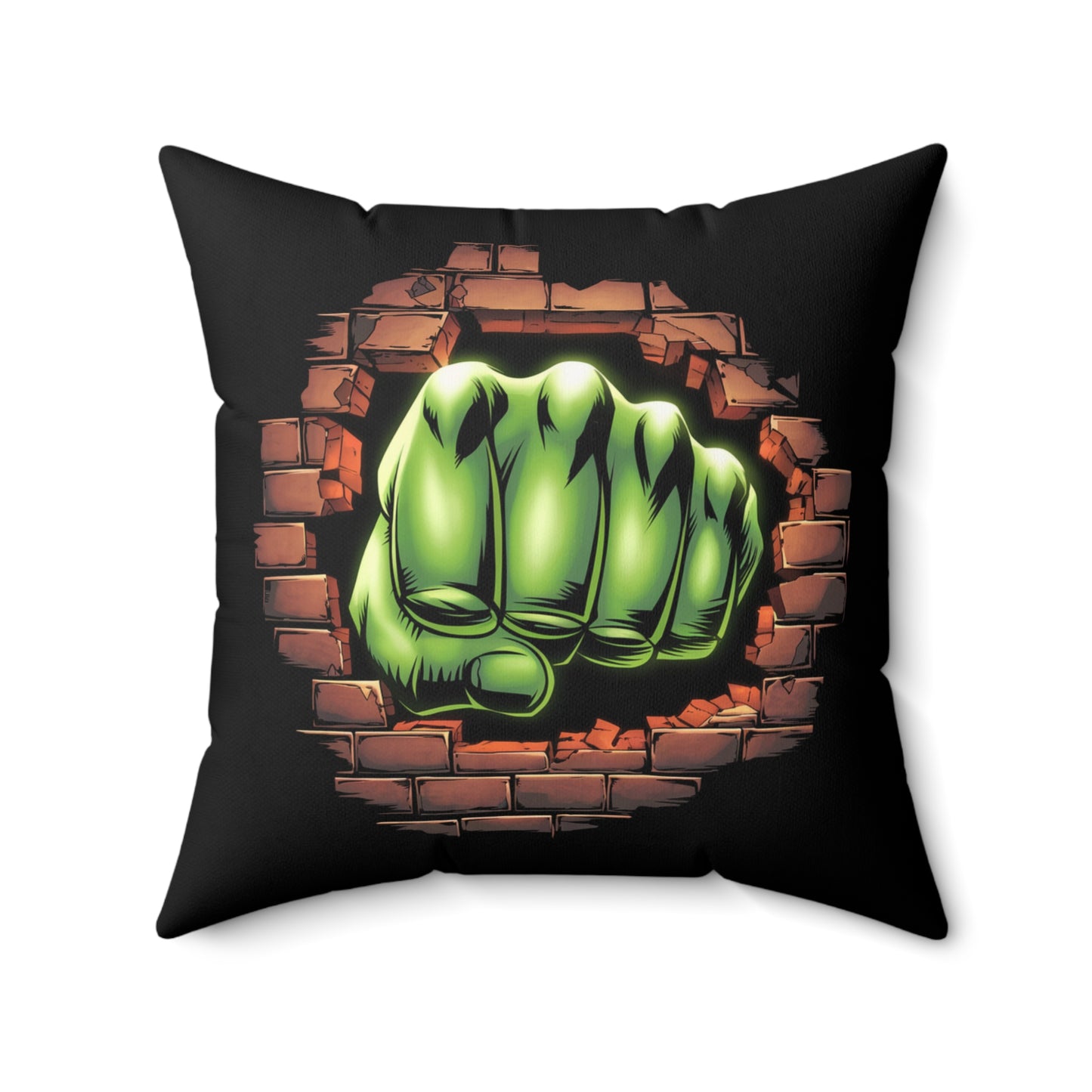 Square Pillow Green Fist Smash Design Comic Book Pillow Geeky Decor Comic Throw Home Decor