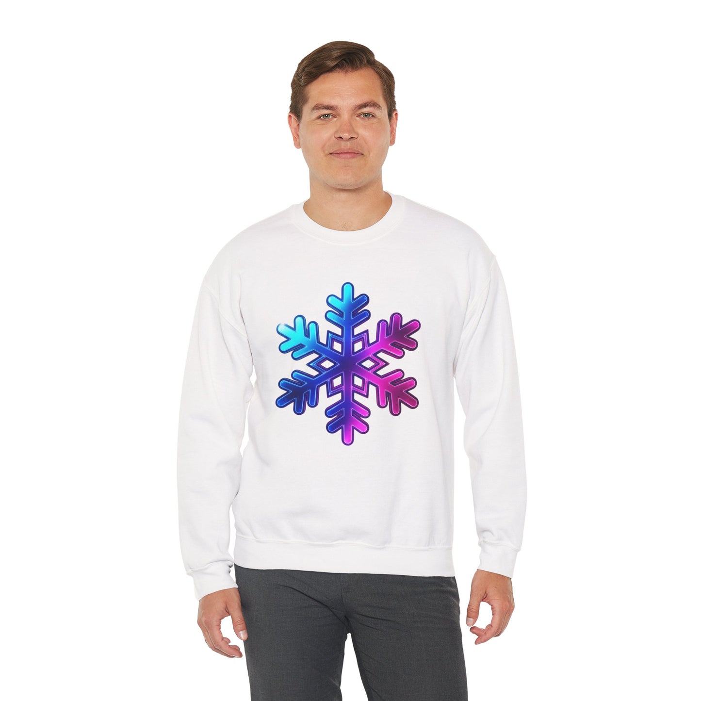Blue Pink Gradient Snowflake Sweatshirt, Winter Aesthetic Pullover, Cozy Christmas Crewneck, Festive Holiday Sweater Gift for Her or Him