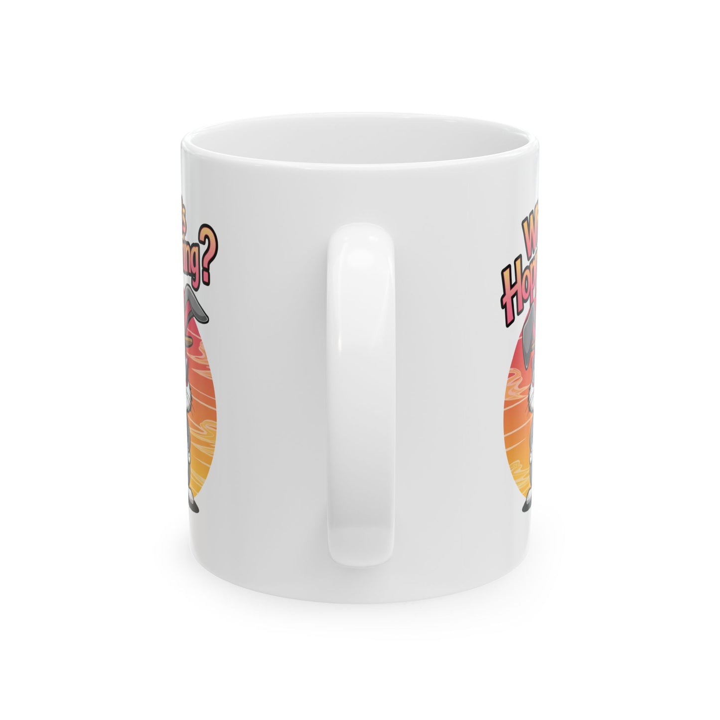 What’s Hoppening Funny Bunny Mug – Cute Rabbit Coffee Cup with Easter Pun, Dishwasher Safe Ceramic, Hilarious Gift for Animal Lovers & Friends