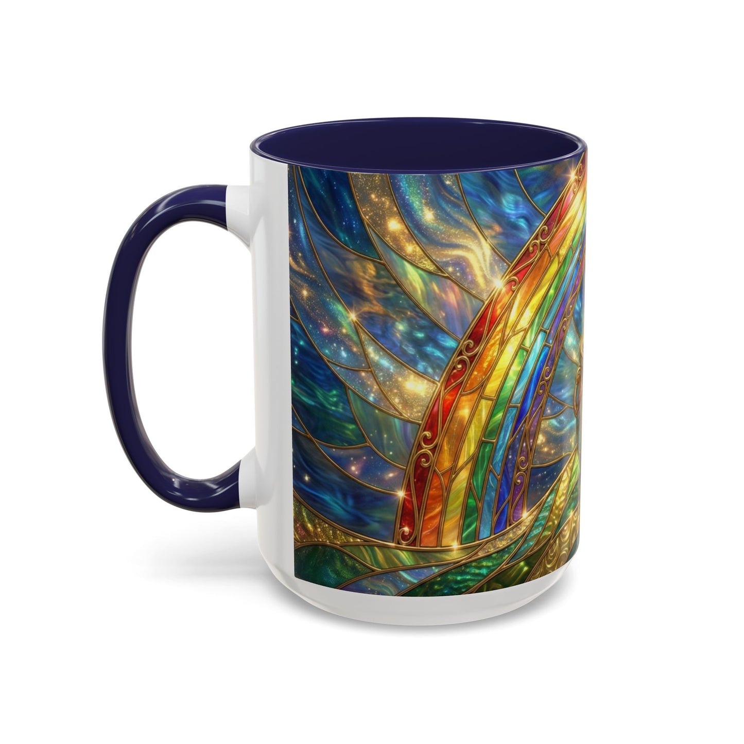 Stained Glass Pot of Gold Mug, Rainbow Coffee Cup, St Patricks Day Gift, Magical Fantasy Tea Mug, Celestial Drinkware, Lucky Irish Gift