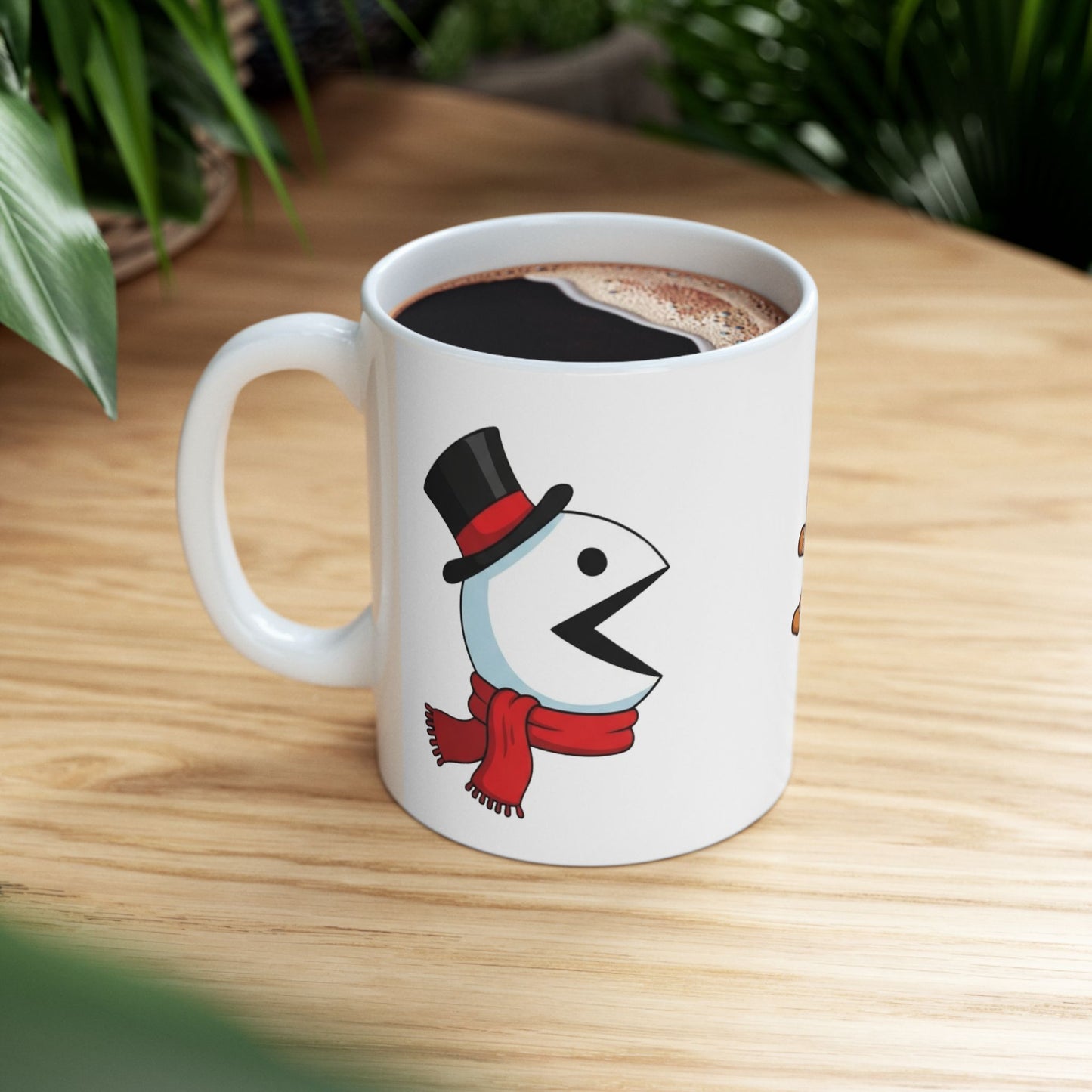 Funny Christmas Mug, Snowman and Gingerbread Mug, Holiday Coffee Cup Gift, Cute Winter Hot Cocoa Mug, Playful Festive Arcade Design