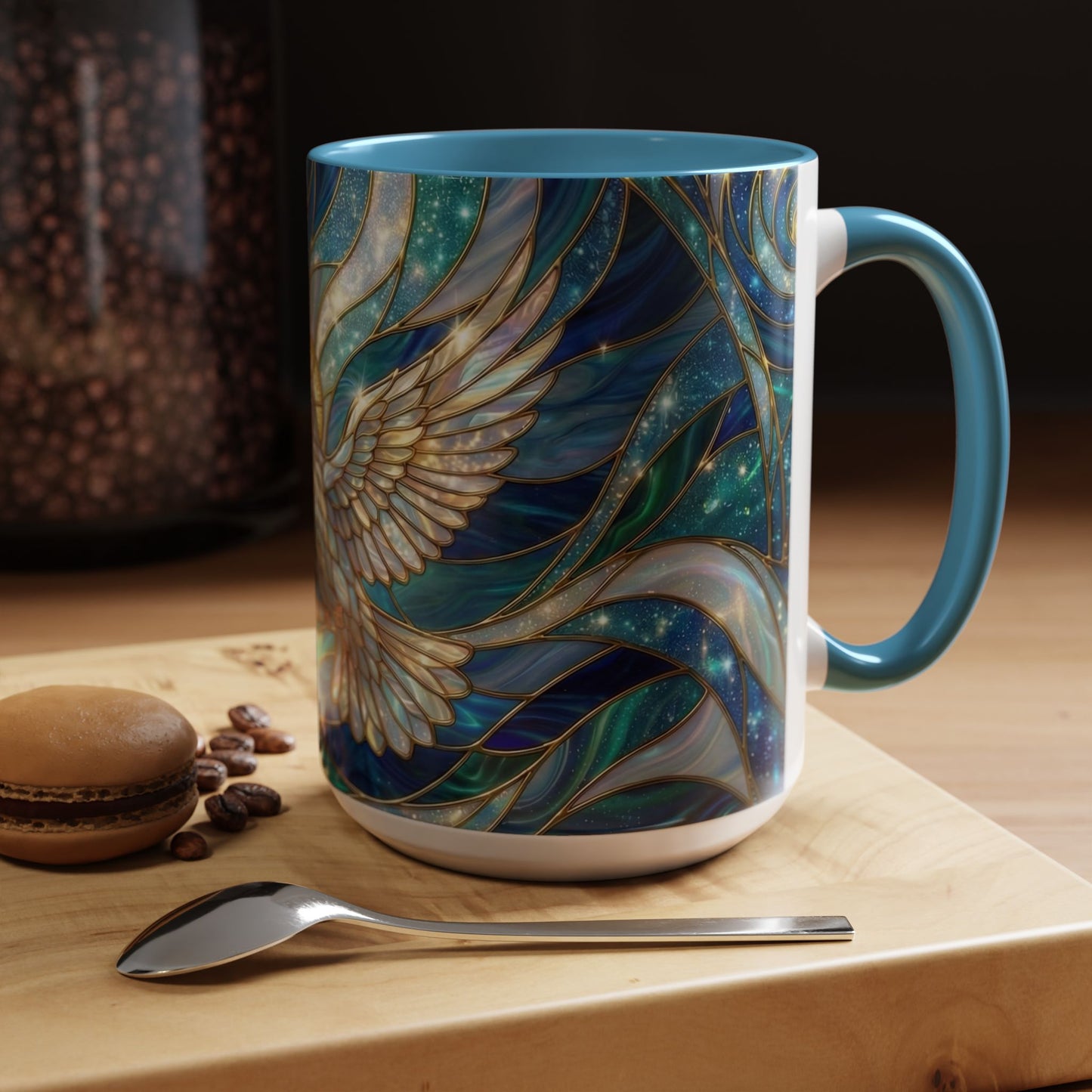 Stained Glass Dove Mug, Christian Coffee Cup, Religious Gift, Faith Art Mug, Holy Spirit Dove, Inspirational Christian Mug