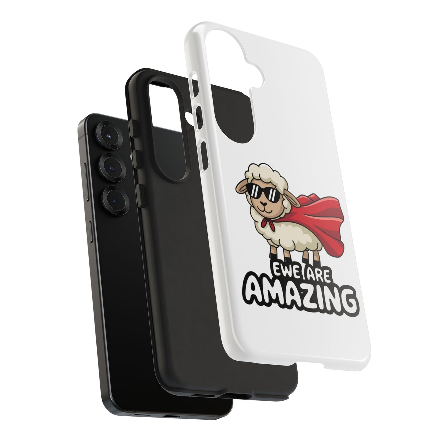 Funny Samsung Case - Cute Sheep Phone Cover - "Ewe Are Amazing" Gift for Her or Him - Animal Pun Superhero Case - Samsung Case