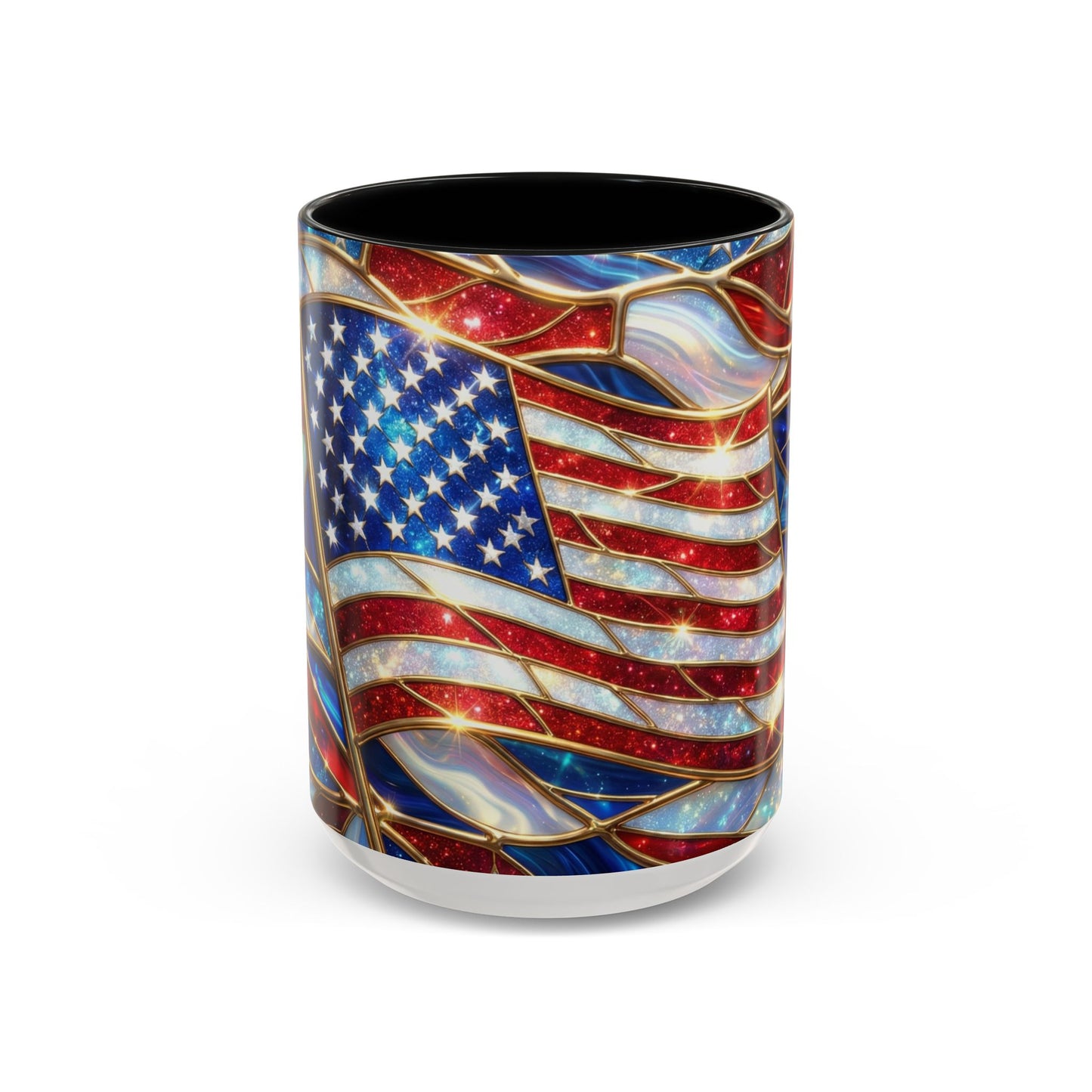 American Flag Mug, Stained Glass Flag Coffee Mug, Patriotic Mug, USA Flag Cup, Fourth Of July Gift, Veterans Gift Mug