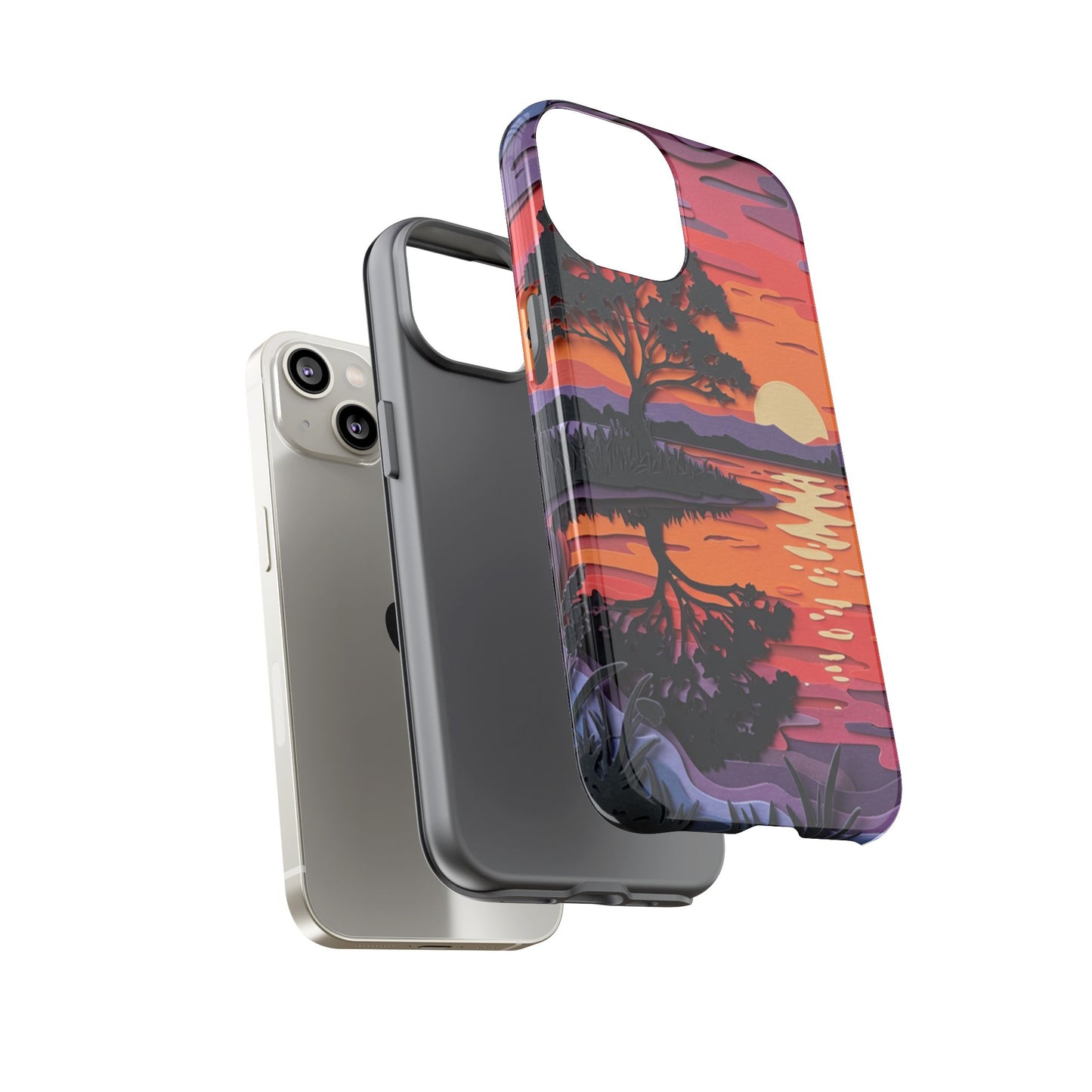 iPhone Case - Colorful Paper Art Sunset Design