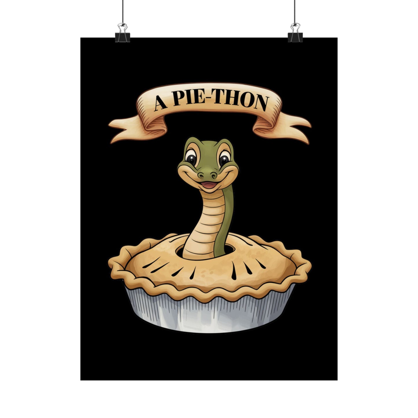 Vertical Poster - Funny 'Pie-Thon' Snake in Pie Joke Print