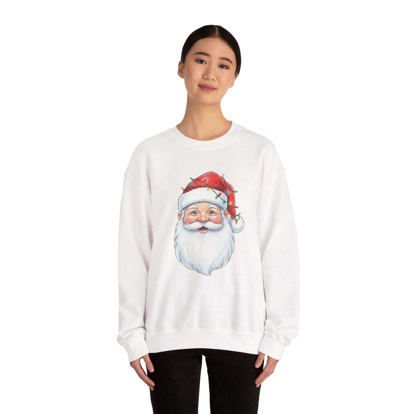 Santa Claus Christmas Sweatshirt, Vintage Santa Crewneck, Holiday Santa Face Sweater, Cute Christmas Lights Santa Shirt, Funny Xmas Sweatshirt