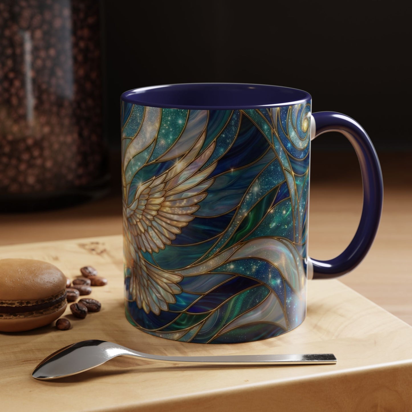 Stained Glass Dove Mug, Christian Coffee Cup, Religious Gift, Faith Art Mug, Holy Spirit Dove, Inspirational Christian Mug