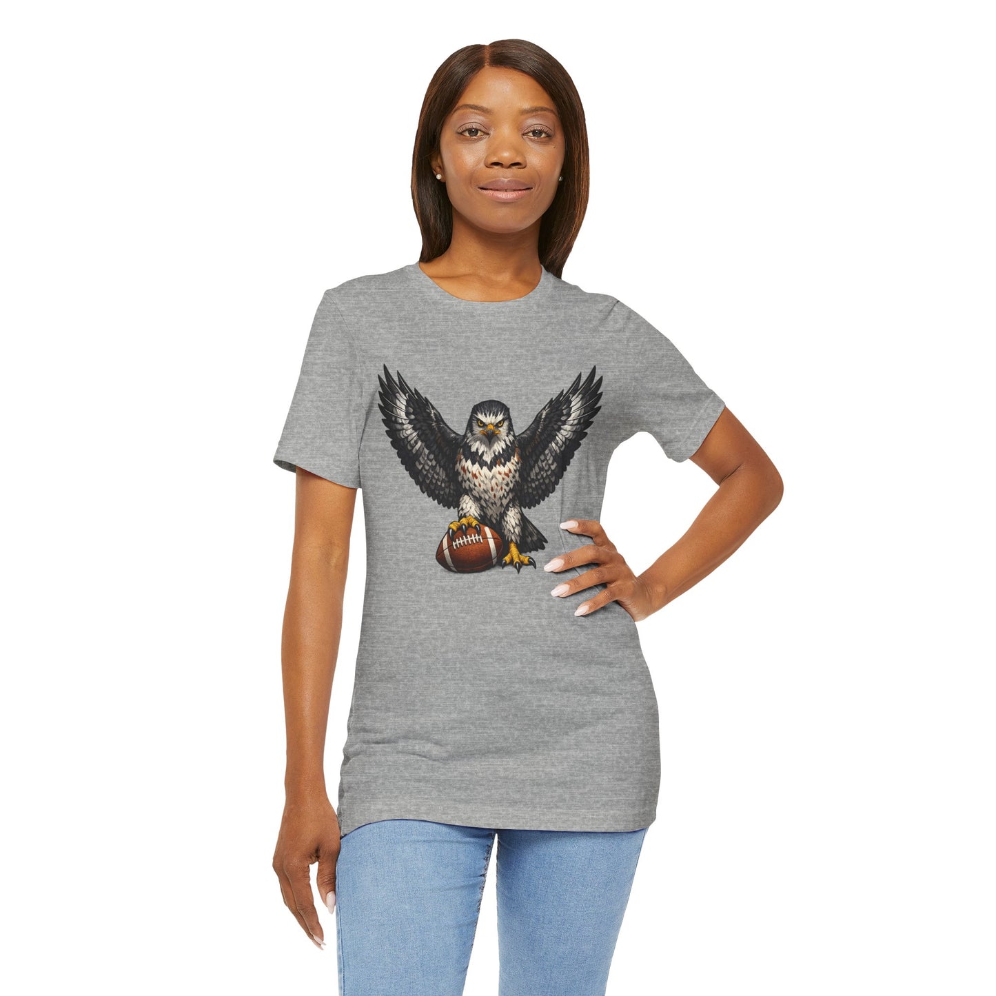 Hawk Football Shirt, Hawk Holding Football T Shirt, Hawk Mascot Tee, Football Bird Of Prey Shirt, Game Day Sports Tee, Hawk Fan Gift