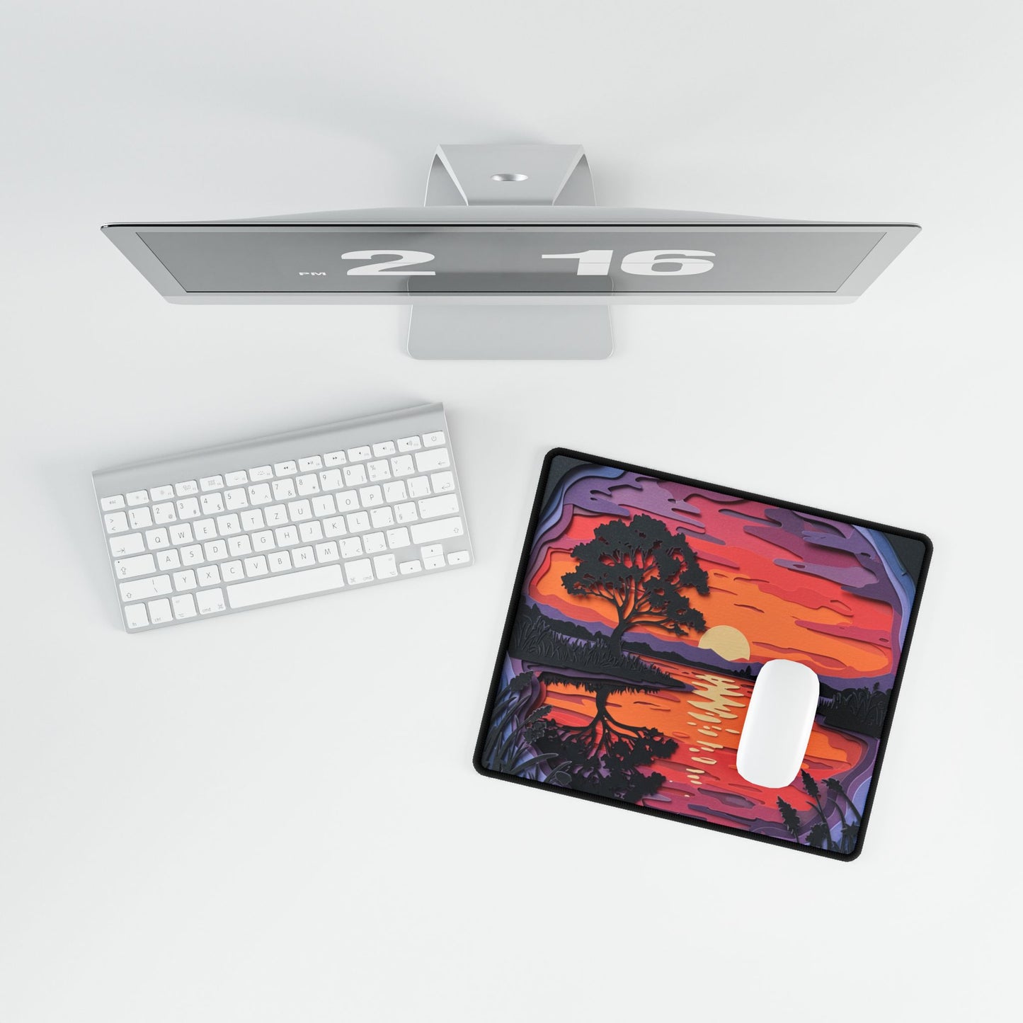 Mouse Pad Desk Mat - Artistic Paper Sunset Design