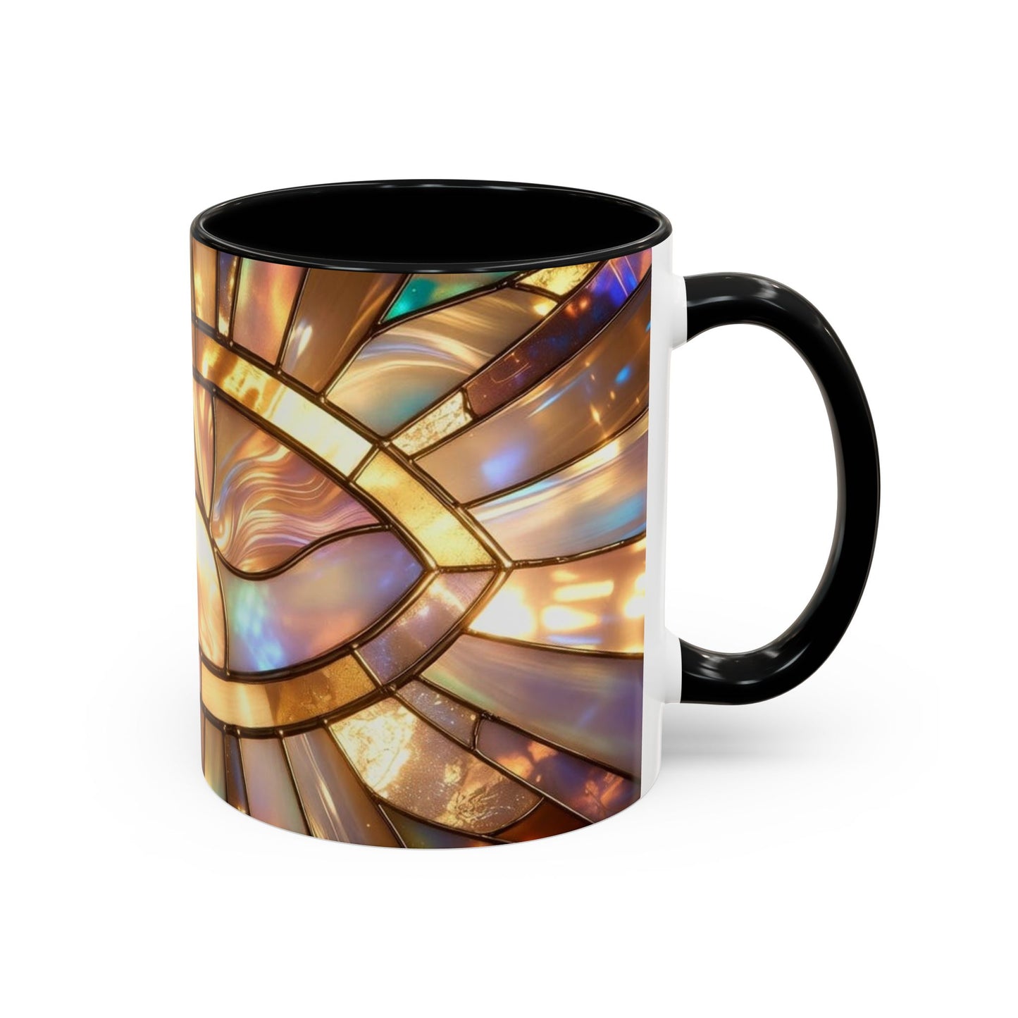 Stained Glass Ichthys Mug, Jesus Fish Christian Coffee Cup, Religious Art Mug, Faith Gift For Women, Inspirational Stained Glass Christian Symbol Design