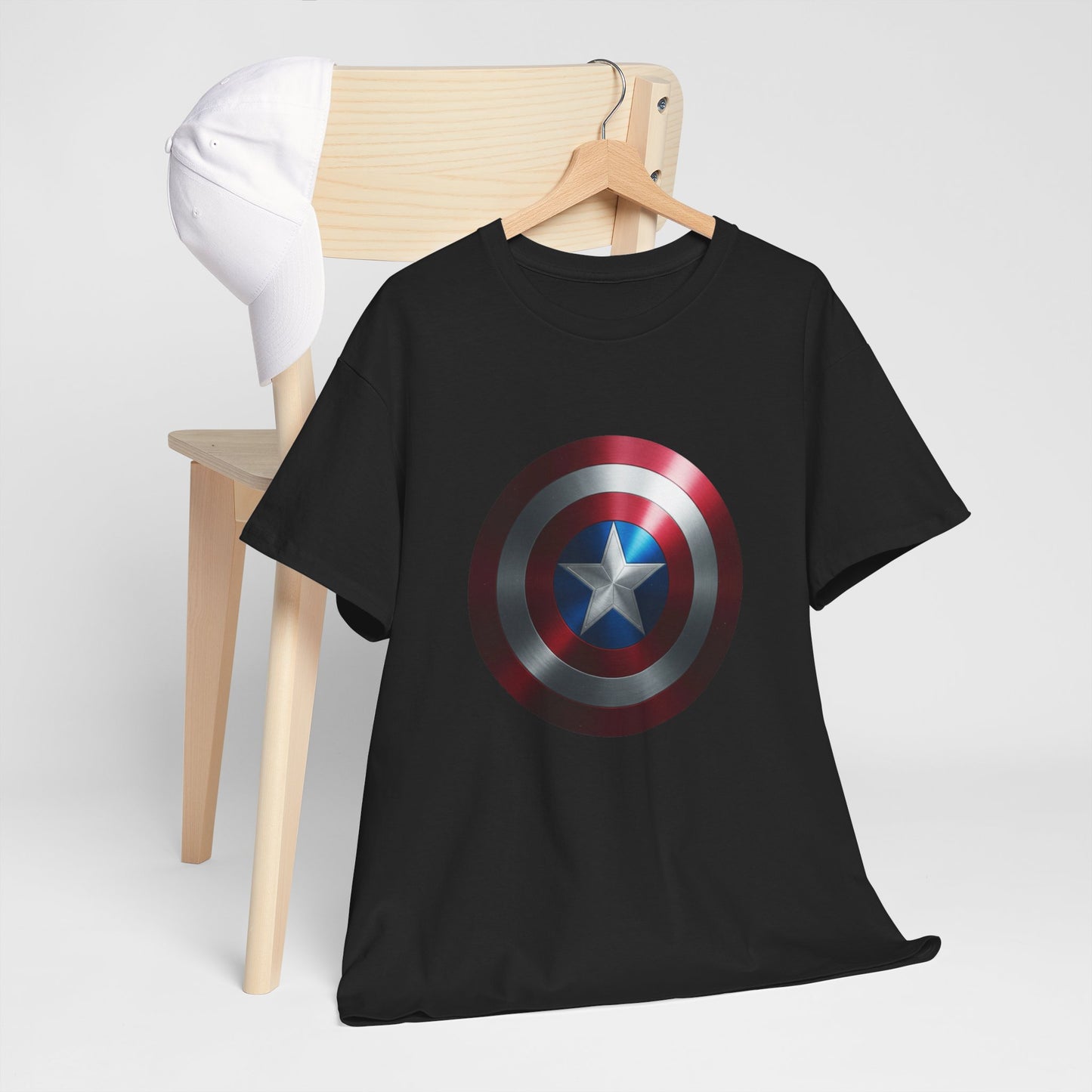 Patriotic Hero Shield Shirt – Star Emblem Graphic Tee – Super Soldier Gift – Comic Inspired Unisex Shirt – Cosplay Convention Top
