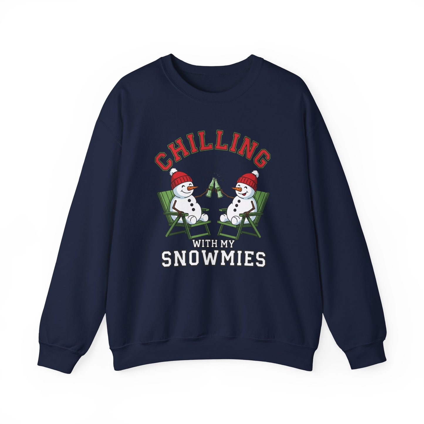 Chilling With My Snowmies Sweatshirt - Funny Christmas Snowman Sweater, Holiday Party Shirt, Cute Winter Gift, Matching Friends Xmas Top